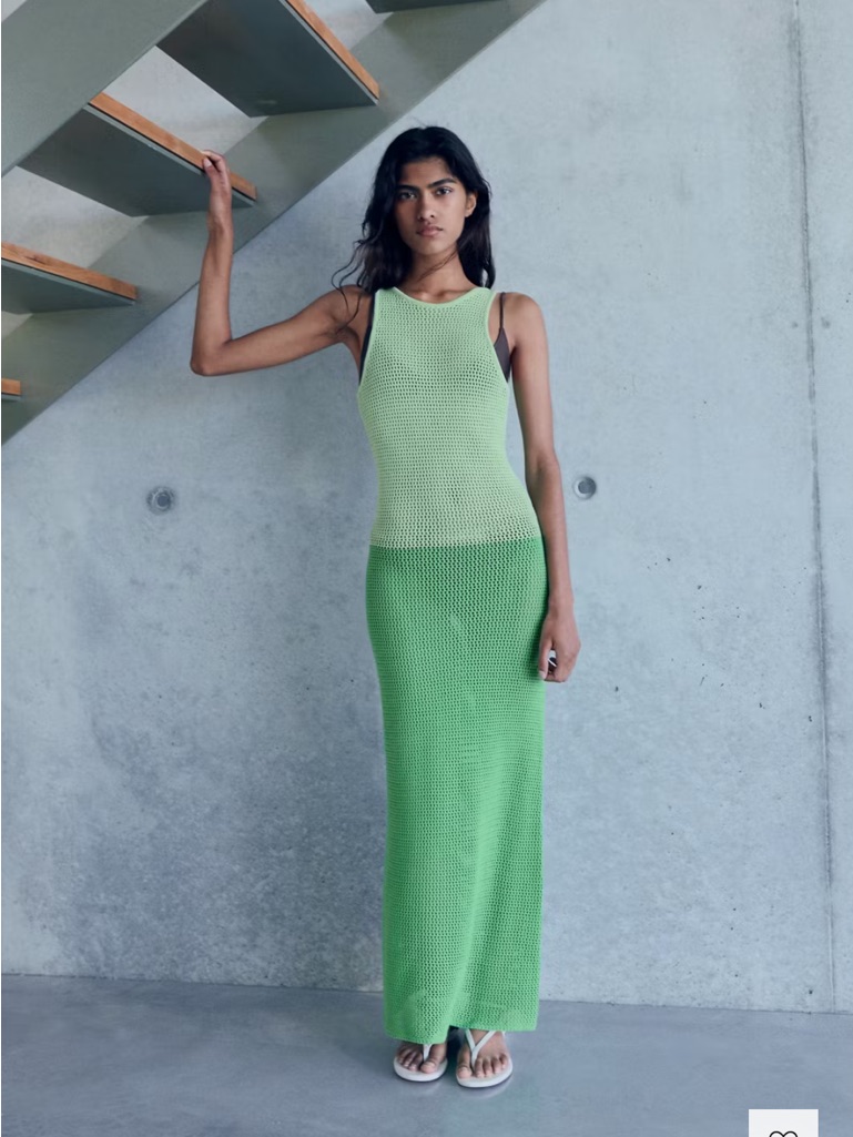 Mango Two-Tone Green Ombre Knit Maxi Dress